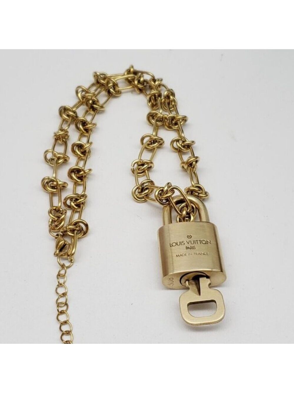 Louis Vuitton Gold Padlock w/Unbranded Stainless Steel 18k Plated Chain&Bracelet - Picture 10 of 13
